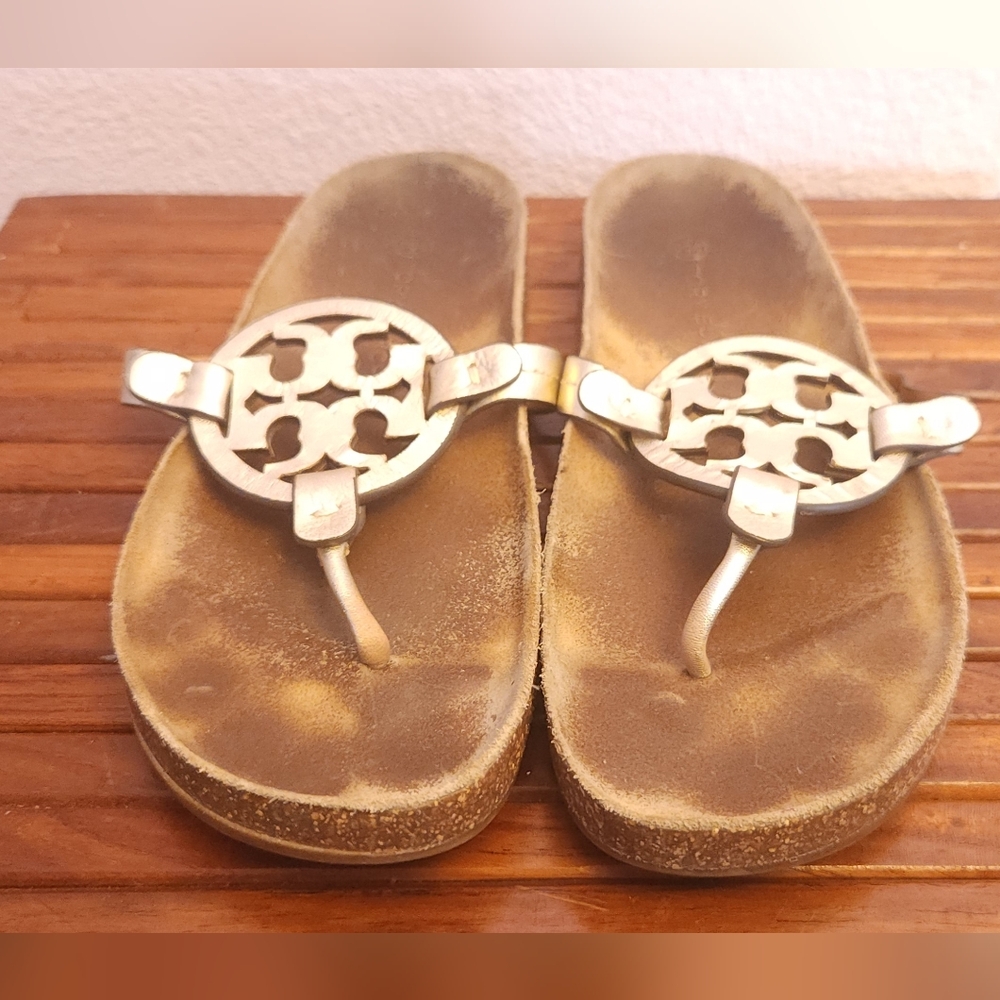 Tory Burch Metallic Sandals with Iconic Logo